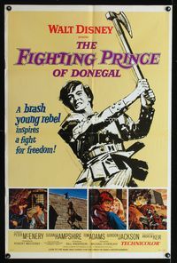 9d291 FIGHTING PRINCE OF DONEGAL style A 1sh '66 Disney, brash young rebel, a fight for freedom!