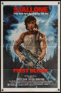 9d297 FIRST BLOOD 1sh '82 artwork of Sylvester Stallone as John Rambo by Drew Struzan!