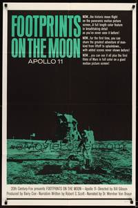 9d309 FOOTPRINTS ON THE MOON 1sh '69 the real story of the Apollo 11, cool image of moon landing!