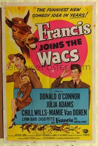 9d319 FRANCIS JOINS THE WACS 1sh '54 Donald O'Connor & the talking mule are in the Army now!