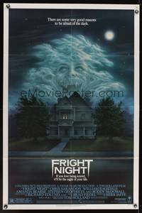 9d326 FRIGHT NIGHT 1sh '85 Roddy McDowall, there are good reasons to be afraid of the dark!