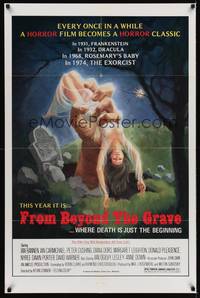 9d329 FROM BEYOND THE GRAVE 1sh '73 art of huge hand grabbing sexy near-naked girl from grave!