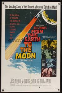 9d331 FROM THE EARTH TO THE MOON 1sh '58 Jules Verne's boldest adventure dared by man!