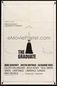 9d375 GRADUATE style B 1sh '68 classic image of Dustin Hoffman & Anne Bancroft's sexy leg!