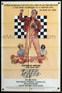 9d379 GREASED LIGHTNING int'l 1sh '77 great art of race car driver Richard Pryor by Noble!