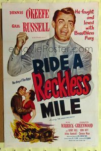 9d382 GREAT DAN PATCH 1sh R54 Dennis O'Keefe, Gail Russell, Ride a Reckless Mile!