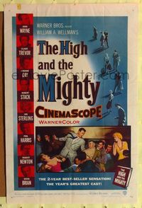 9d415 HIGH & THE MIGHTY 1sh '54 directed by William Wellman, John Wayne, Claire Trevor