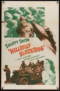 9d420 HILLBILLY BLITZKRIEG 1sh R51 wacky images of Snuffy Smith in WWII!