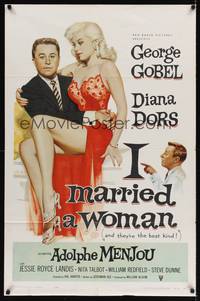 9d439 I MARRIED A WOMAN 1sh '58 artwork of sexiest Diana Dors sitting in George Gobel's lap!