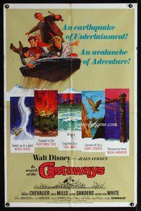 9d452 IN SEARCH OF THE CASTAWAYS 1sh R70 Jules Verne, Hayley Mills in an avalanche of adventure!