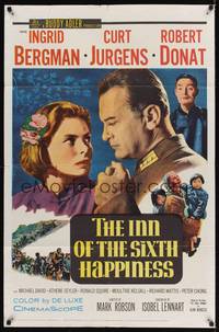 9d454 INN OF THE SIXTH HAPPINESS 1sh '59 close up of Ingrid Bergman & Curt Jurgens, Robert Donat