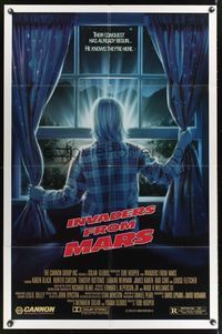 9d456 INVADERS FROM MARS 1sh '86 Tobe Hooper, different Mahon art of boy at window!