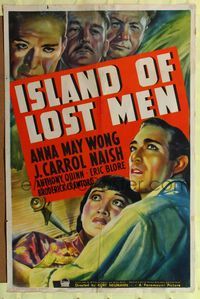 9d461 ISLAND OF LOST MEN 1sh '39 art of pretty Anna May Wong & young Anthony Quinn!