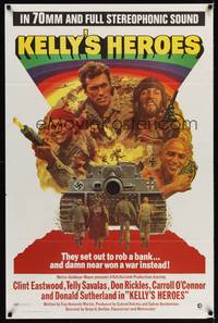 9d483 KELLY'S HEROES 1sh '70 Clint Eastwood, Telly Savalas, Don Rickles, Donald Sutherland, WWII!
