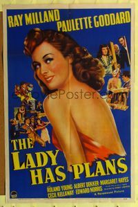 9d501 LADY HAS PLANS style A 1sh '42 great art of sexy Paulette Goddard!