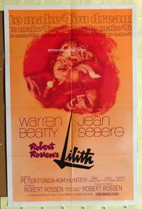 9d517 LILITH 1sh '64 Warren Beatty, before Eve, there was evil, and her name was Jean Seberg!