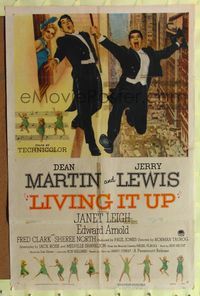 9d520 LIVING IT UP 1sh '54 sexy Janet Leigh watches wacky Dean Martin & Jerry Lewis!