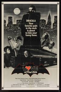 9d527 LOVE AT FIRST BITE 1sh '79 AIP, wacky vampire image of George Hamilton as Dracula!
