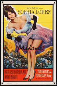 9d538 MADAME SANS GENE 1sh R63 wonderful art of super sexy Sophia Loren in low-cut dress!