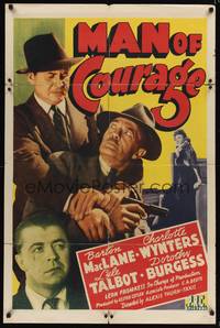 9d548 MAN OF COURAGE 1sh '43 district attorney Barton MacLane stops mob boss Lyle Talbot!