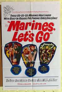 9d555 MARINES LET'S GO 1sh '61 Raoul Walsh directed, Tom Tryon, girls, girls, girls!