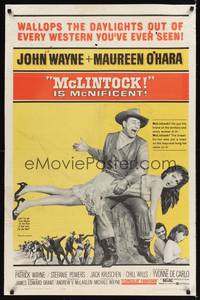9d560 McLINTOCK 1sh '63 best image of John Wayne giving Maureen O'Hara a spanking!