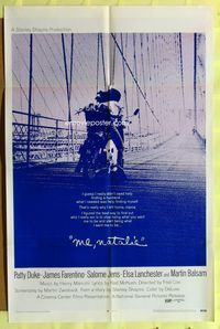 9d561 ME NATALIE 1sh '69 cool image of Patty Duke & James Farentino on motorcycle on bridge!