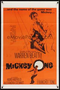 9d565 MICKEY ONE int'l 1sh '65 artwork of Warren Beatty, the name of the game is Mickey!