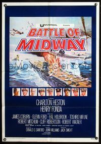 9d567 MIDWAY 1sh '76 Charlton Heston, Henry Fonda, Battle of Midway!