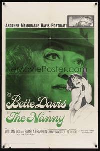 9d593 NANNY 1sh '65 creepy close up portrait of Bette Davis, Hammer horror!