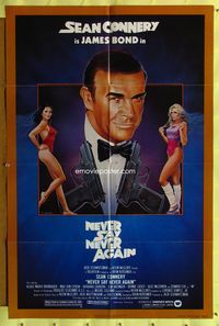9d603 NEVER SAY NEVER AGAIN 1sh '83 art of Sean Connery as James Bond 007 by R. Dorero!