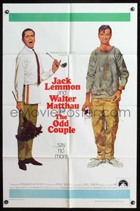 9d625 ODD COUPLE 1sh '68 art of best friends Walter Matthau & Jack Lemmon by Robert McGinnis!