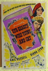 9d639 OUR HEARTS WERE YOUNG & GAY 1sh '44 Gail Russell, Diana Lynn, art of Eiffel Tower!
