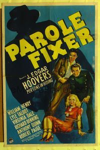 9d652 PAROLE FIXER 1sh '40 from J. Edgar Hoover story, pretty Virginia Dale is all tied up!