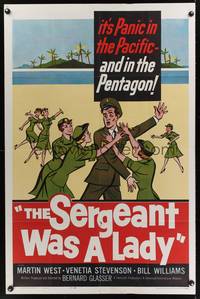 9d769 SERGEANT WAS A LADY 1sh '61 Martin West, wacky artwork of military women chasing after man!