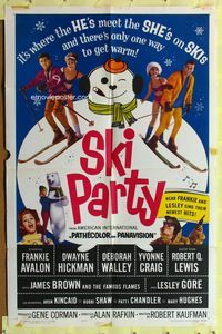 9d797 SKI PARTY 1sh '65 Frankie Avalon, Dwayne Hickman, where the he's meet the she's on skis!
