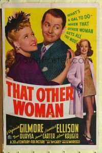 9d892 THAT OTHER WOMAN 1sh '42 Virginia Gilmore, James Ellison, Janis Carter, what's a gal to do?