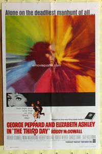 9d901 THIRD DAY 1sh '65 George Peppard, Elizabeth Ashley, the deadliest manhunt of all!