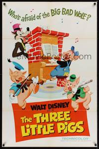 9d904 THREE LITTLE PIGS 1sh R68 Walt Disney animation of classic fairy tale!