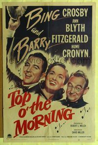 9d919 TOP O' THE MORNING style A 1sh '49 Bing Crosby & Barry Fitzgerald find the Blarney Stone!