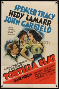 9d922 TORTILLA FLAT style D 1sh '42 artwork of Spencer Tracy, pretty Hedy Lamarr, John Garfield!