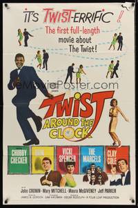 9d928 TWIST AROUND THE CLOCK 1sh '62 Chubby Checker in the first full-length Twist movie!