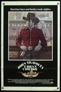 9d940 URBAN COWBOY int'l 1sh '80 great image of John Travolta in cowboy hat bull riding at bar!