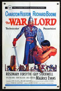 9d954 WAR LORD 1sh '65 art of Charlton Heston all decked out in armor with sword!