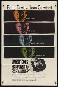 9d964 WHAT EVER HAPPENED TO BABY JANE? 1sh '62 Robert Aldrich, scary Bette Davis & Joan Crawford!