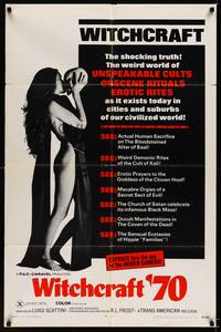 9d979 WITCHCRAFT '70 1sh '70 Italian horror, image of sexy nearly-naked girl kissing skull!