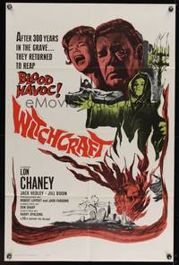 9d980 WITCHCRAFT 1sh '64 Lon Chaney Jr, they returned to reap BLOOD HAVOC!