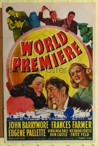 9d984 WORLD PREMIERE 1sh '41 artwork of John Barrymore & pretty Frances Farmer!