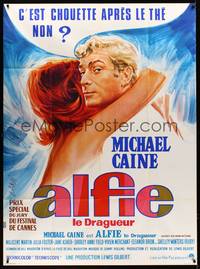 9e153 ALFIE French 1p '66 completely different art of Michael Caine & sexy girl by Landi!