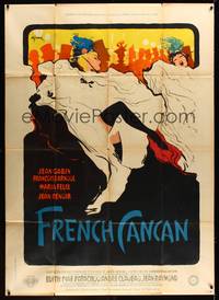 9e228 FRENCH CANCAN style B French 1p '55 Jean Renoir, best art of Moulin Rouge showgirls by Gruau!